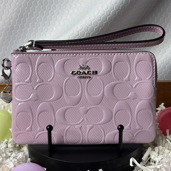 Coach Handbags - Coach Corner Zip Signature Patent Wristlet NWT